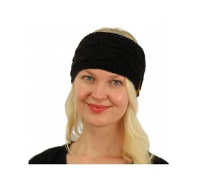 Cold Weather Headbands Winter Fuzzy Fleece Lined Thick Knitted Headband Headwrap Earwarmer - Solid Black - CO18I4D230K $10.57