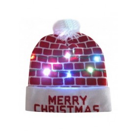 Bomber Hats LED Light-up Christmas Hat 6 Colorful Lights Beanie Cap Knitted Ugly Sweater Xmas Party - K - C918ZMQNDNE $12.72