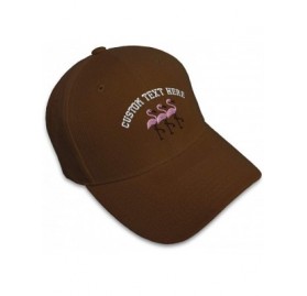 Baseball Caps Custom Baseball Cap Pink Flamingos Embroidery Acrylic Dad Hats for Men & Women - Brown - CP18SDZ3EMH $17.04