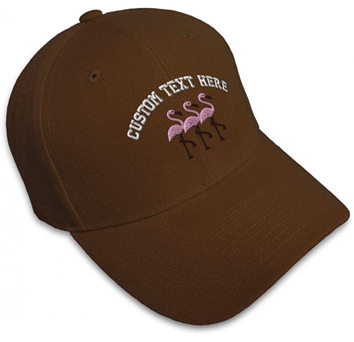 Baseball Caps Custom Baseball Cap Pink Flamingos Embroidery Acrylic Dad Hats for Men & Women - Brown - CP18SDZ3EMH $42.35