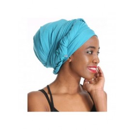 Headbands Solid Color Head Wrap & Scarf - Stretch Jersey Knit Hair Wrap- Long Turbans - Dark Green - CM18QRI0YQY $15.47