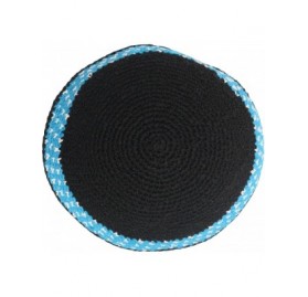Skullies & Beanies Knitted Yarmulke Judaica Yamakah Yarmulka - Black Blue & White - CJ189HE0EZT $10.48