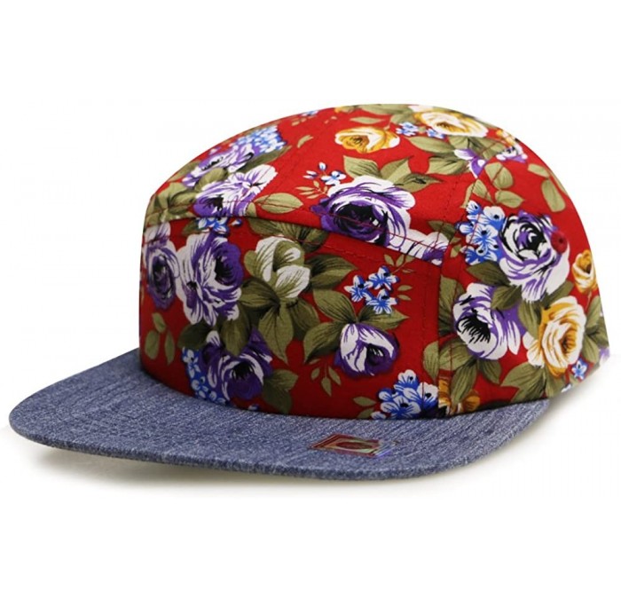 Baseball Caps Mexcian Patterned 5 Panel Hats - Rose Red - CA11ZP1N8B9 $25.47