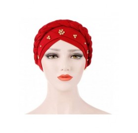 Skullies & Beanies Womens Braided Head Wraps Muslim Hair Scarves Turban Headwear Chemo Hats - Blue - C418WEDGD7T $9.47