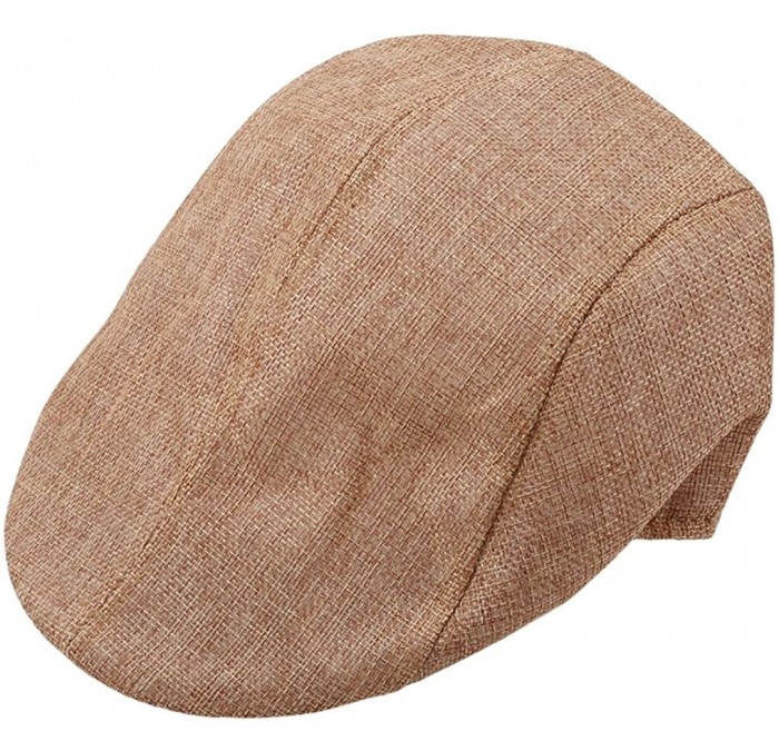 Newsboy Caps Men's Newsboy Hats Cotton Beret Cap- Casual Cabbie Flat Cap - Khaki - CJ18G2QQW2T $6.99