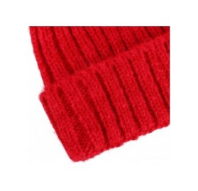 Skullies & Beanies Women's Winter Ski Knit Warm Fleece Beanie Hat w/Double Fur Pom - Red Hat Coffee Ball - CZ18HLUYQRA $10.79