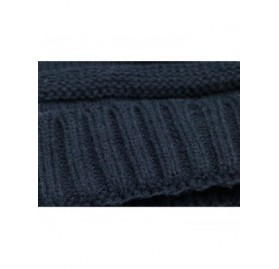 Skullies & Beanies Winter Hats for Womens Knit Slouchy Skullies Beanies Ski Caps with Faux Fur Pom Pom Bobble - Navy(fluff Ba...