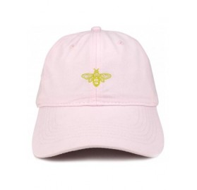 Baseball Caps Bee Embroidered Brushed Cotton Dad Hat Cap - Light Pink - CN185HRCRKD $20.48