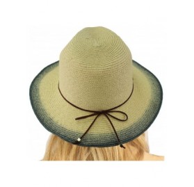 Fedoras Ombre Panama Fedora Ribbon Brim 2-5/8 Summer Beach Pool Dress Sun Hat - Navy - CJ18CXLHT38 $16.10