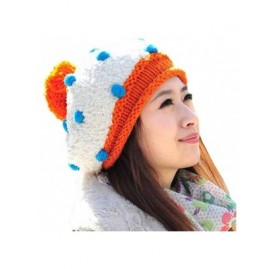 Skullies & Beanies Women Girl Dotted Fluffy Knit Cute Beanie Crochet Rib Pom Pom Hat Cap Warm FFH003BEI Beige - CH12NS3AT8A $...