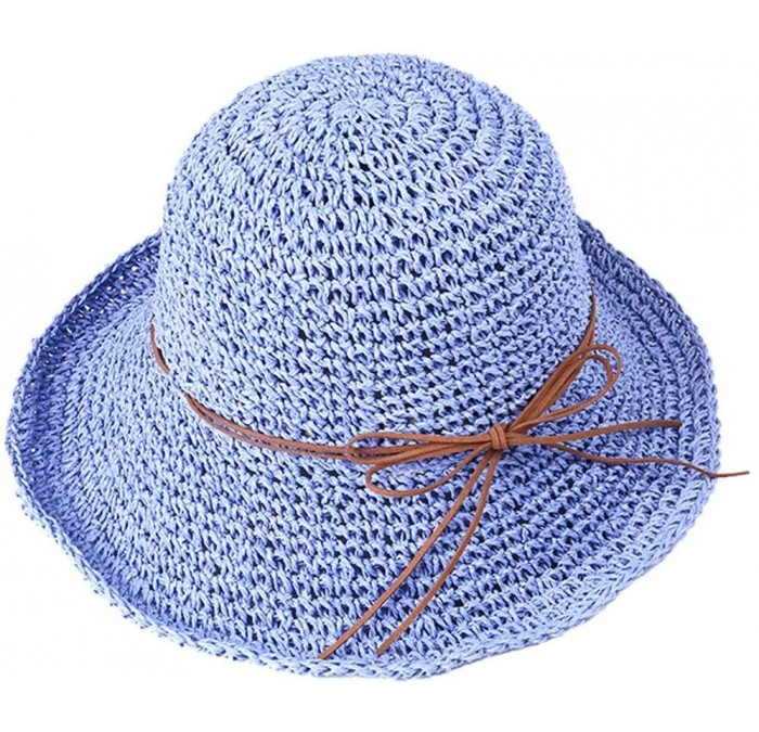 Sun Hats Spring and Summer Beach Cap Women Straw Fisherman Hat Sun Hat (Blue) - Blue - C318QNLRTTE $10.44