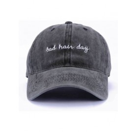 Baseball Caps Bad Hair Day Dad Baseball Cap Embroidery Distressed Adjustable Vintage Hat - Black - C018GRLLQHA $13.90