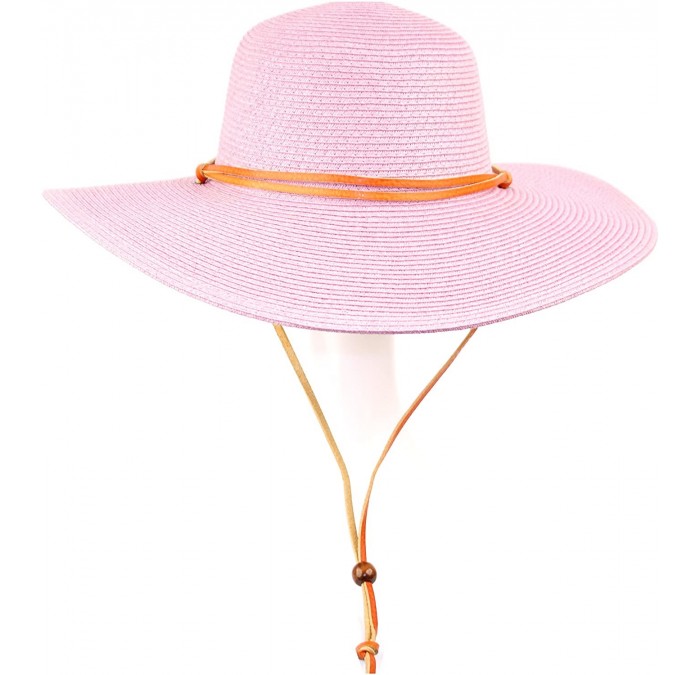 Sun Hats Women's Wide Brim Braided Sun Hat with Wind Lanyard Rated UPF 50+ Sun Protection-FL2403 - A Lavender - C4183NQ27DN $...