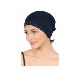 Baseball Caps Deresina Jewelled Front Essential BamboobCap for Hairloss- Chemo- Alopecia - Under Scarf Caps - Navy - C211IDQU...