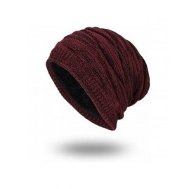 Skullies & Beanies Unisex Men Women Winter Knit Warm Hat Ski Baggy Slouchy Beanie Skull Cap - Red - CU18I7E8WA7 $11.73