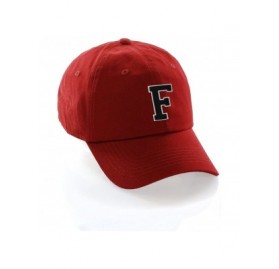 Baseball Caps Customized Letter Intial Baseball Hat A to Z Team Colors- Red Cap White Black - Letter F - C818ET62HZZ $10.89