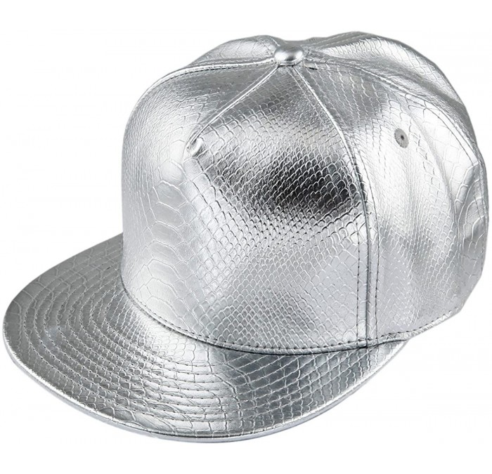 Baseball Caps Unisex Snapback Hats-Adjustable Hip Hop Flat Brim Baseball Cap - 02-silver - CS12LGNH56X $15.50