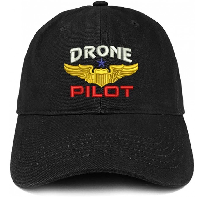 Baseball Caps Drone Pilot Aviation Wing Embroidered Soft Crown 100% Brushed Cotton Cap - Black - CG17YTSG5QD $34.20