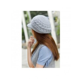Skullies & Beanies Winter Hats for Women Girls Warm Wool Knit Snow Ski Skull Cap with Visor - Grey - CU12O4LY9SK $9.18
