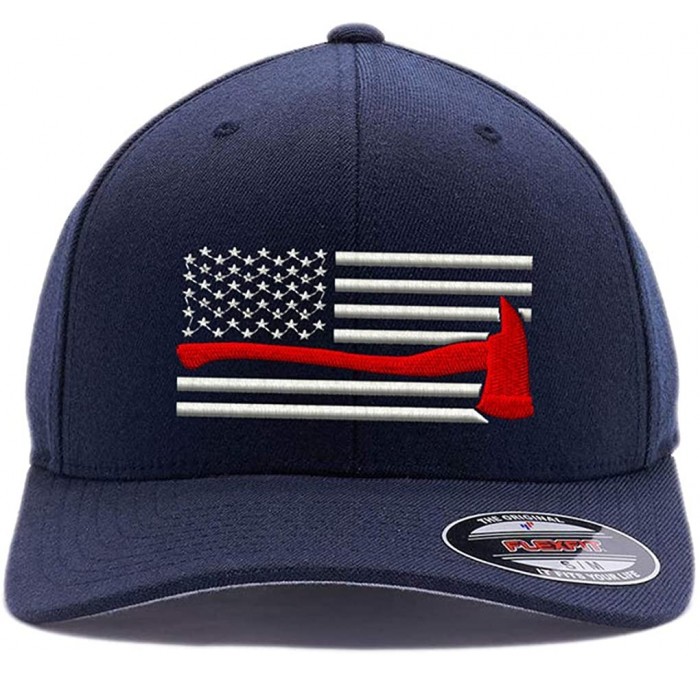 Baseball Caps Flag Embroidered Wooly Combed Flexfit - Dark Navy-2 - CP180R8O8HI $49.41
