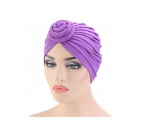 Skullies & Beanies Womens Big Flower Turban Beanie Elegant Cap Head Wrap Stretch Long Hair Scarf Headscarf - 441-beige - CS19...
