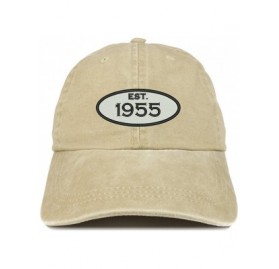 Baseball Caps Established 1955 Embroidered 65th Birthday Gift Pigment Dyed Washed Cotton Cap - Khaki - CG180NICDLR $21.48