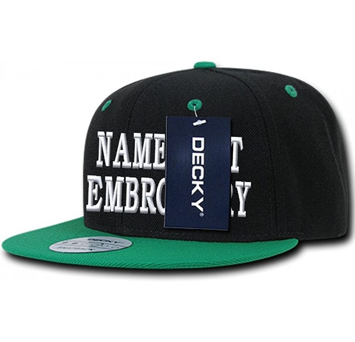 Baseball Caps Custom Embroidery Snapback Cap Personalized Name Text Flat Bill Black Tone Hat - Black / Green - CG180UMWNNO $3...