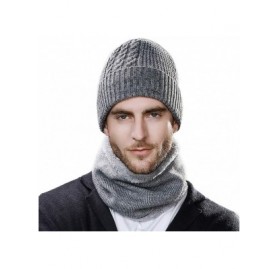 Skullies & Beanies Wool Visor Beanie for Men Winter Knit Hat Scarf Sets Neck Mask - 16201grey - C018IL0230N $28.25