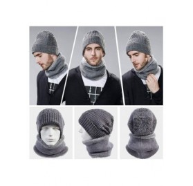 Skullies & Beanies Wool Visor Beanie for Men Winter Knit Hat Scarf Sets Neck Mask - 16201grey - C018IL0230N $28.25