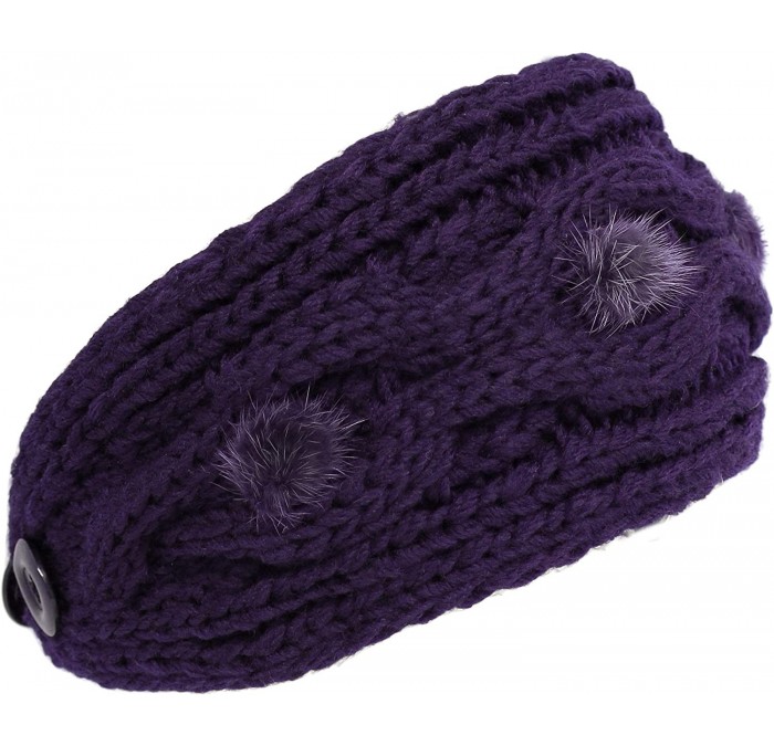 Cold Weather Headbands Plain Adjustable Winter Cable Knit Headband - 2-purple - CK18MGNXCSA $9.86