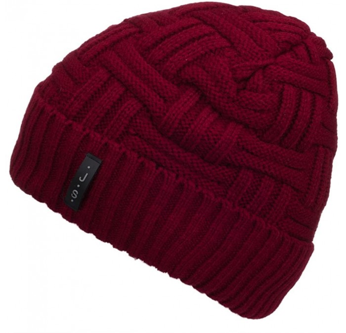 Skullies & Beanies Mens Winter Knitting Wool Warm Hat Daily Slouchy Hats Beanie Skull Cap - Red - CL1265BJAD1 $23.34