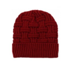Skullies & Beanies Mens Winter Knitting Wool Warm Hat Daily Slouchy Hats Beanie Skull Cap - Red - CL1265BJAD1 $23.34