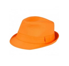 Fedoras Women's Colorful Cotton Blend Trilby Fedora Hat - Orange - CK12F5LSA9H $20.36