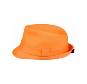 Fedoras Women's Colorful Cotton Blend Trilby Fedora Hat - Orange - CK12F5LSA9H $20.36