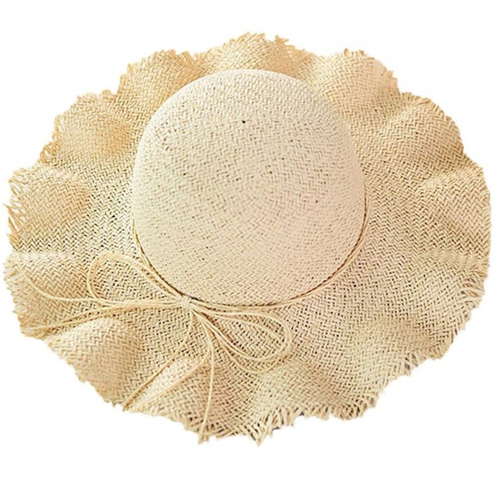 Sun Hats Manual Weave Crochet Hook Straw Boater Sun Hat - Beige - CA18SELT67X $25.33