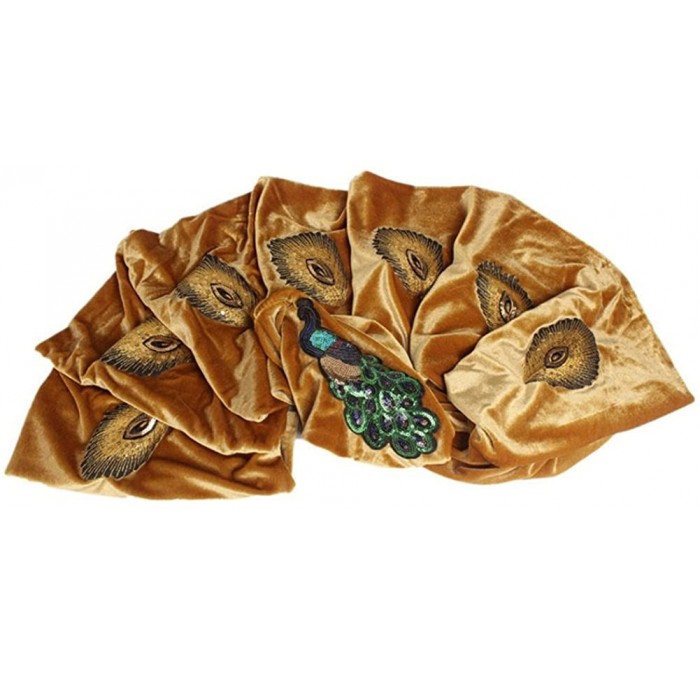 Skullies & Beanies Women's Velvet Sequins Peacock Muslim Turban Hijab Headwrap Cap Hat - Gold - C418EKCHXEM $22.83