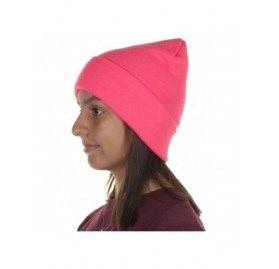 Skullies & Beanies Knit Cuffed Beanie in Bright- Neon Colors One Size fits Most - Pink - C612BJKNMIX $7.75