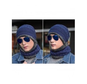 Skullies & Beanies 2-Pieces Winter Hat Scarf Set Warm Knit Thick Beanie Hat Scarves Set Gifts for Men Women - Hat Scarf Set-a...