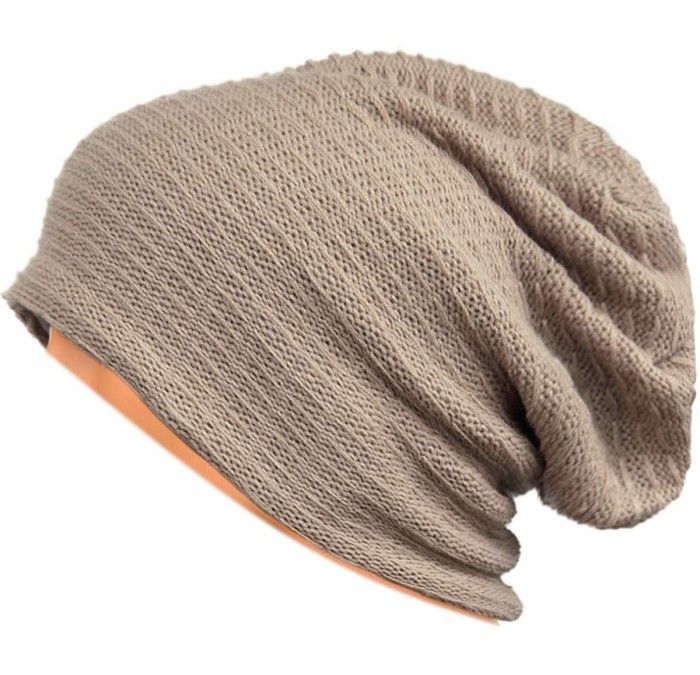 Skullies & Beanies Unisex Adult Winter Warm Slouch Beanie Long Baggy Skull Cap Stretchy Knit Hat Oversized - Khaki - C9128JXR...
