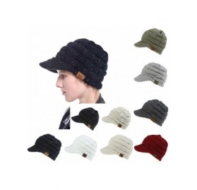 Skullies & Beanies Ponytail Cap with Drop Down Ear Warmer- Slouchy Knitted Beanie Hat for Women - Black - CB18YQX8EZG $12.29