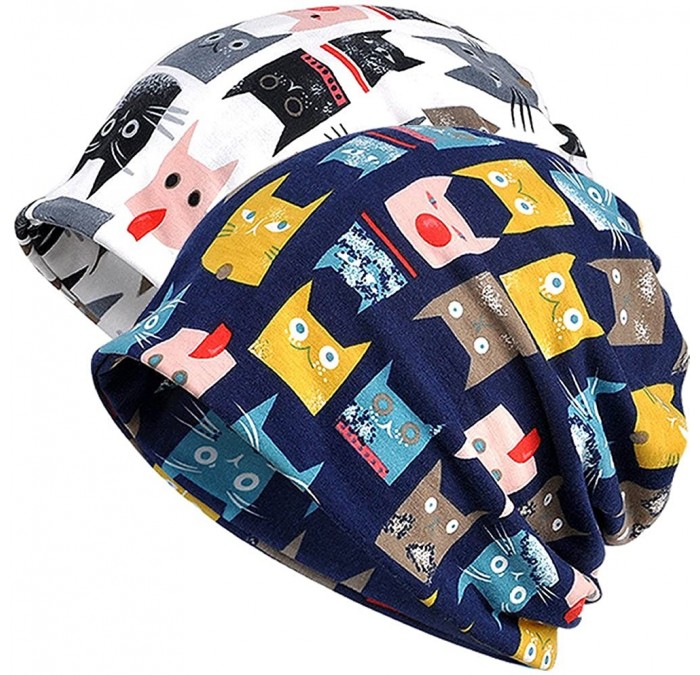 Skullies & Beanies Chemo Caps Cancer Headwear Infinity Scarf for Women - 2pack Cat - CR18CWQGHYR $15.07