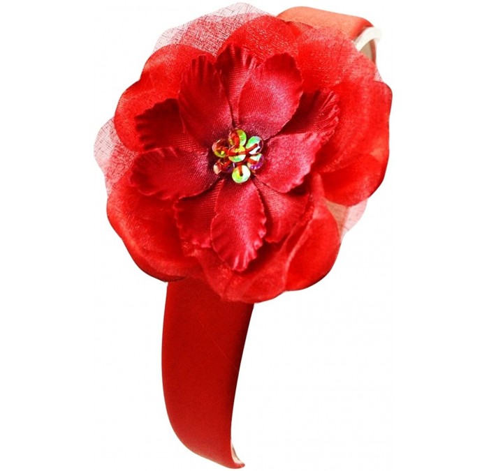 Headbands Sophie Girls Silk Flower Arch Headband - Red - C711B0X8I1B $9.06
