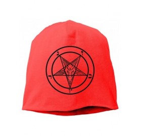 Skullies & Beanies Man Skull Cap Beanie Goat Pentagram Headwear Knit Hat Warm Hip-hop Hat - Red - C818KLMYGMK $11.68