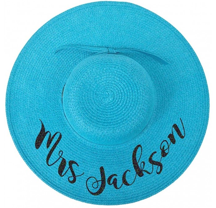Sun Hats Personalized Mrs. Floppy Sun Hats - Turquoise - CO18OQALWEZ $27.63