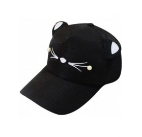 Baseball Caps Women's Girl Baseball Caps-Cute Pearl Cat Ears Visor Cotton Dad Hats Caps - Black - CT18E7IWSEG $9.30