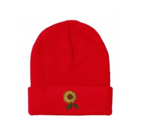 Skullies & Beanies Custom Beanie for Men & Women Sunflower A Embroidery Acrylic Skull Cap Hat - Red - CX18L5R9OM0 $17.42