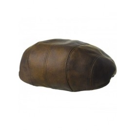 Newsboy Caps Men's Faux Leather Ivy Hat with Cotton Lining - Rust - CN17YQZQU9K $19.64