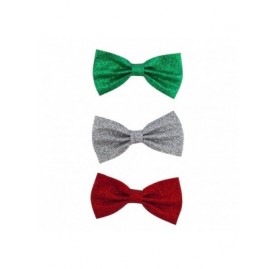 Headbands Christmas Xmas Red Green Silver Glitter Bow Hair Clips (3pc) - Multicoloured - C812O4YPMW0 $18.22