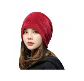 Skullies & Beanies Women Girl Velvet Slouchy Beanie Hat Street Fashion Warm Winter Skull Cap - Red - C0187R24XN5 $11.46