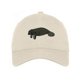 Baseball Caps Custom Low Profile Soft Hat Manatee Embroidery Animal Name Cotton Dad Hat - Stone - CE18QUZTWZ6 $15.92